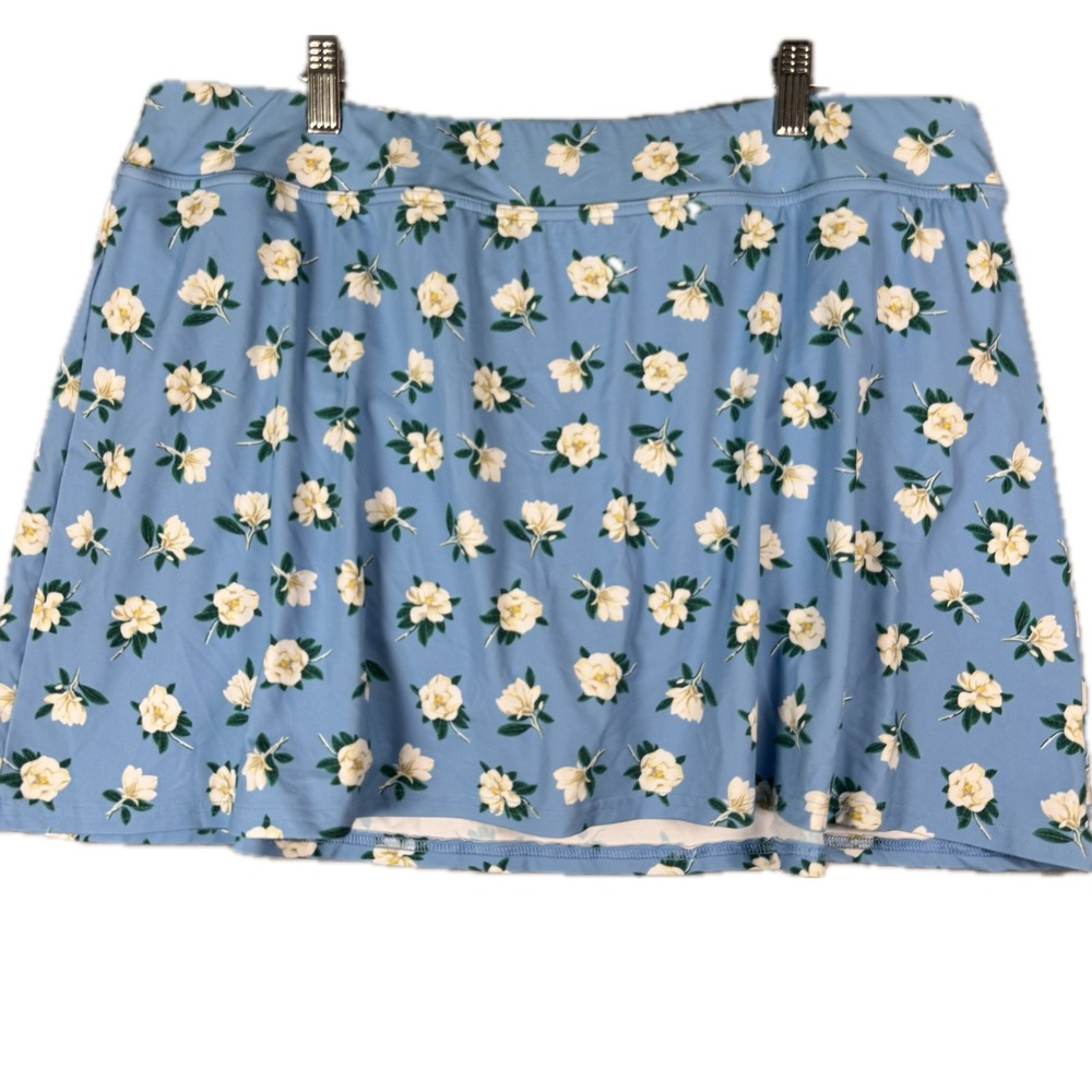 Draper James Lands End Swim Skort Women 16W Blue Magnolia Floral Skirt